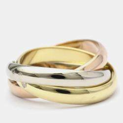 Pre Owned Cartier Trinity 18K Yellow Rose White Gold and Diamond Ring EU 51
