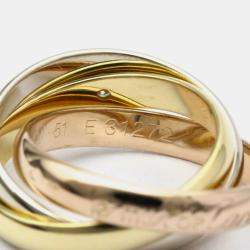 Pre Owned Cartier Trinity 18K Yellow Rose White Gold and Diamond Ring EU 51
