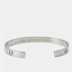Pre Owned Cartier Love 18k White Gold Open Cuff Bracelet 19