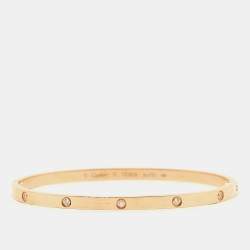 Pre Owned Cartier Love 10 Diamond 18k Rose Gold Small Model Bracelet 18