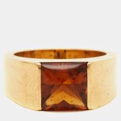 مملوكة مسبقًا Cartier Tank Citrine 18k Yellow Gold Ring Size 49