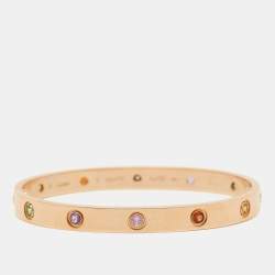 Pre Owned Cartier Love  Multi Gemstone 18k Rose Gold Bracelet 17
