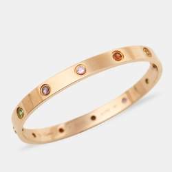 Pre Owned Cartier Love  Multi Gemstone 18k Rose Gold Bracelet 17