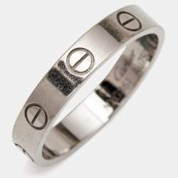 Pre Owned Cartier Love 18k White Gold Wedding Band Ring Size 55