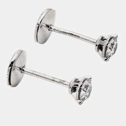 Cartier 1895  Solitaire Diamonds 0.41 cts 18k White Gold Stud Earrings