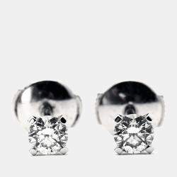 Cartier 1895  Solitaire Diamonds 0.41 cts 18k White Gold Stud Earrings