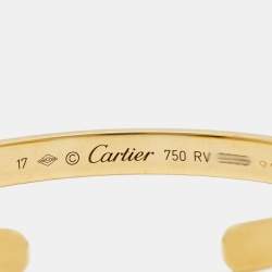 Pre Owned Cartier Love 18K Yellow Gold Open Cuff Bracelet 17