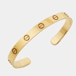 Pre Owned Cartier Love 18K Yellow Gold Open Cuff Bracelet 17