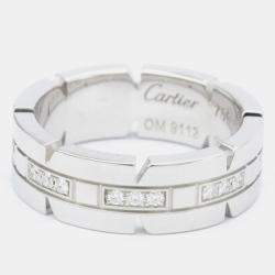 Cartier Tank Francaise 18K White Gold Diamond Ring EU 50