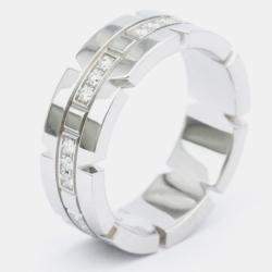 Cartier Tank Francaise 18K White Gold Diamond Ring EU 50