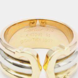 Pre Owned Cartier Double C Trinity Vintage 18K Yellow Rose and White Gold Ring EU 51