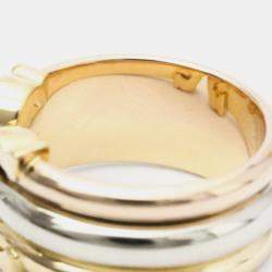 Pre Owned Cartier Double C Trinity Vintage 18K Yellow Rose and White Gold Ring EU 51