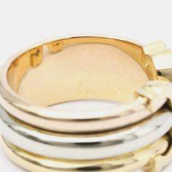 Pre Owned Cartier Double C Trinity Vintage 18K Yellow Rose and White Gold Ring EU 51