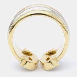 Pre Owned Cartier Double C Trinity Vintage 18K Yellow Rose and White Gold Ring EU 51