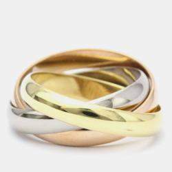 Pre Owned Cartier Trinity 18K Yellow Rose and White Gold Ring EU 51