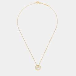 Pre Owned Cartier Amulette de Cartier Diamond Mother of Pearl 18K Yellow Gold Necklace XS