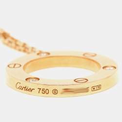 Pre Owned Cartier Love 3 Diamond 18K Rose Gold Pendant Necklace