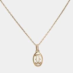 مملوكة مسبقًا Cartier Logo Diamond 18k Rose Gold Necklace