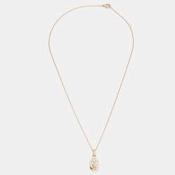 مملوكة مسبقًا Cartier Logo Diamond 18k Rose Gold Necklace