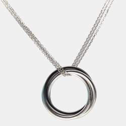 Pre Owned Cartier Trinity Diamond Ceramic 18k White Gold Very Large Model Necklace