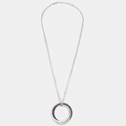 Pre Owned Cartier Trinity Diamond Ceramic 18k White Gold Very Large Model Necklace