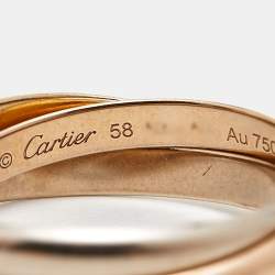 Pre Owned Cartier Trinity 18k Three Tone Gold Small Model Ring Size 58