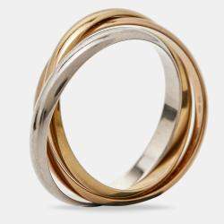 Pre Owned Cartier Trinity 18k Three Tone Gold Small Model Ring Size 58