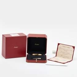 Pre Owned Cartier Love 4 Diamond 18k Rose Gold Bracelet 17