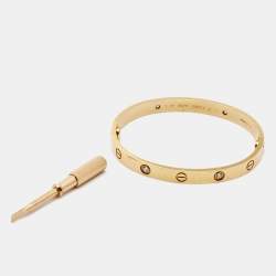 Pre Owned Cartier Love 4 Diamond 18k Rose Gold Bracelet 17
