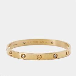 Pre Owned Cartier Love 4 Diamond 18k Rose Gold Bracelet 17