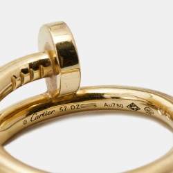 Pre Owned Cartier Juste Un Clou 18K Yellow Gold Ring Size 57