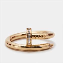 Pre Owned Cartier Juste Un Clou Diamonds 18k Yellow Gold Ring Size 52