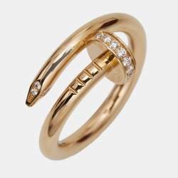 Pre Owned Cartier Juste Un Clou Diamonds 18k Yellow Gold Ring Size 52