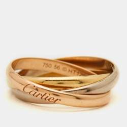 Pre Owned Cartier Trinity 18k Three Tone Gold Ring Size 56