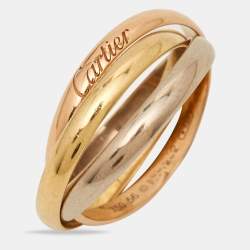 Pre Owned Cartier Trinity 18k Three Tone Gold Ring Size 56