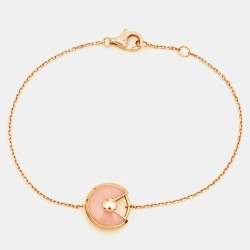 Pre Owned Cartier Amulette De Cartier Pink Opal Diamond 18k Rose Gold Bracelet
