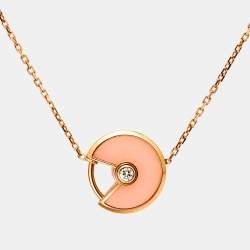 Pre Owned Cartier Amulette De Cartier Pink Opal Diamond 18k Rose Gold Bracelet