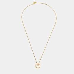 Pre Owned Cartier Amulette De Cartier Mother of Pearl Diamonds 18k Yellow Gold XS Model Necklace