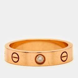 Pre Owned Cartier Love 1 Diamond 18k Rose Gold Wedding Band Ring Size 52