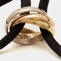Pre Owned Cartier Trinity 18k Three Tone Gold Adjustable Black Cord Bracelet