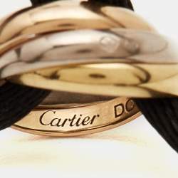 Pre Owned Cartier Trinity 18k Three Tone Gold Adjustable Black Cord Bracelet