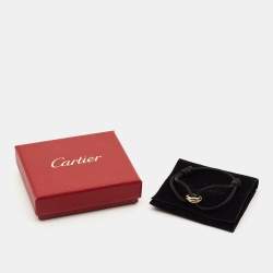 Pre Owned Cartier Trinity 18k Three Tone Gold Adjustable Black Cord Bracelet