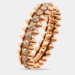 Pre Owned Cartier Clash De Cartier Diamonds 18k Rose Gold Ring Size 56
