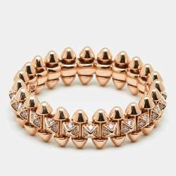 Pre Owned Cartier Clash De Cartier Diamonds 18k Rose Gold Ring Size 56