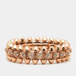 Pre Owned Cartier Clash De Cartier Diamonds 18k Rose Gold Ring Size 56