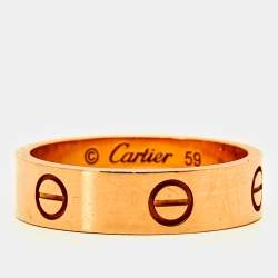 Pre Owned Cartier Love 18k Rose Gold Ring Size 59