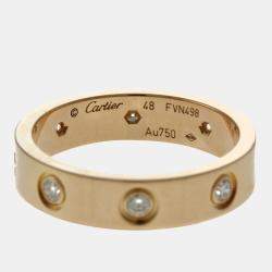 Cartier 18K Rose Gold and 8 Diamond Love Wedding Band Ring EU 48