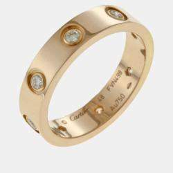 Cartier 18K Rose Gold and 8 Diamond Love Wedding Band Ring EU 48