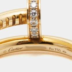 Pre Owned Cartier Juste Un Clou Diamond 18k Yellow Gold Ring Size 51