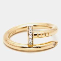 Pre Owned Cartier Juste Un Clou Diamond 18k Yellow Gold Ring Size 51
